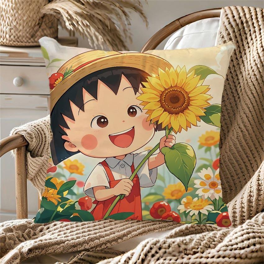 Butterfly Sunflower Series Throw Pillow Covers With Digital Printing Of Short Plush Fabric Car-Shaped Sofa Cushion Home Decor