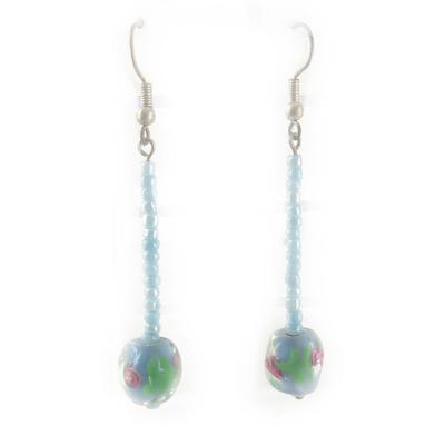 [D1128] - Designer Earrings 'Drops Kianda' Blue