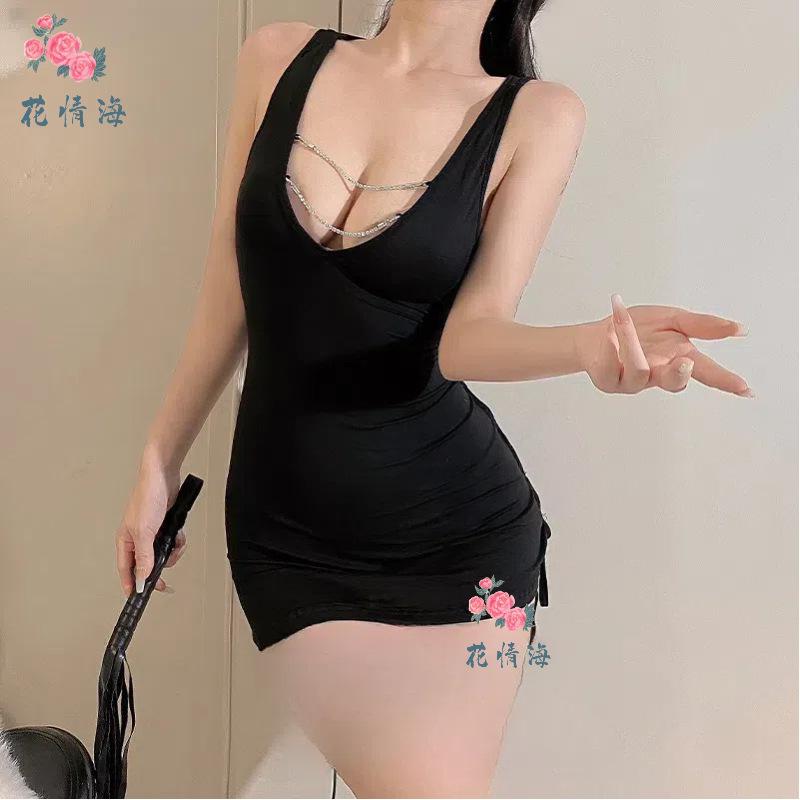 Sexy underwear pure desire temptation straps short skirt secretary dress sexy hot leak back