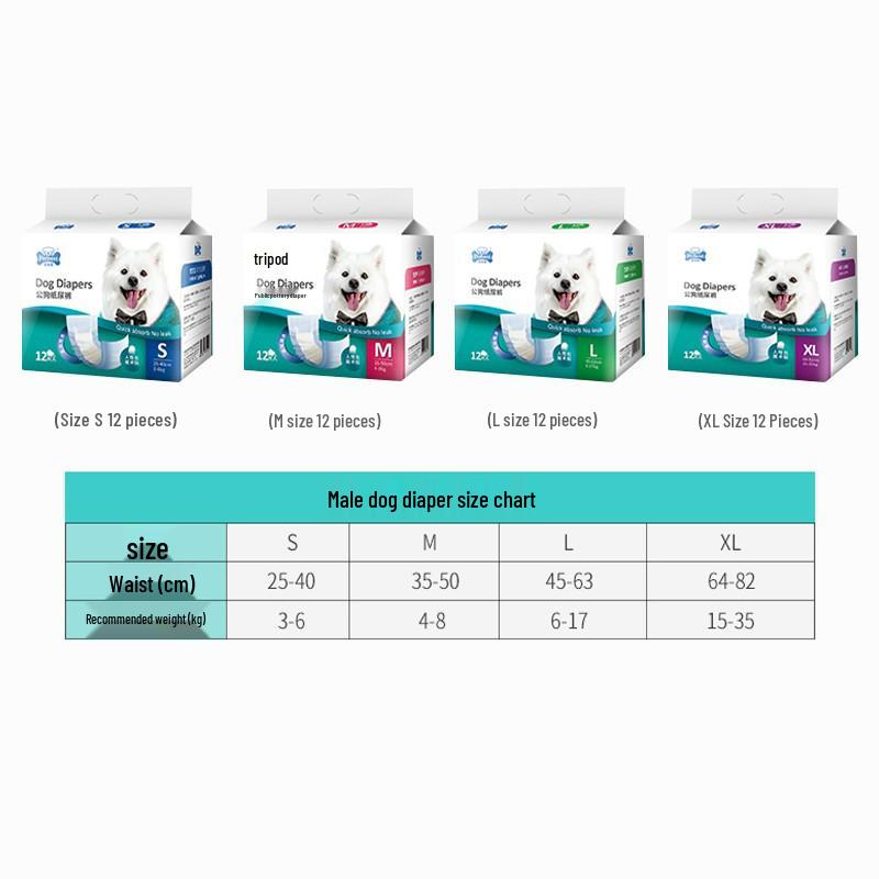 Disposable Male Dog Diapers for Teddy, Bichon Frise, and More - Pet Sanitary Underwear