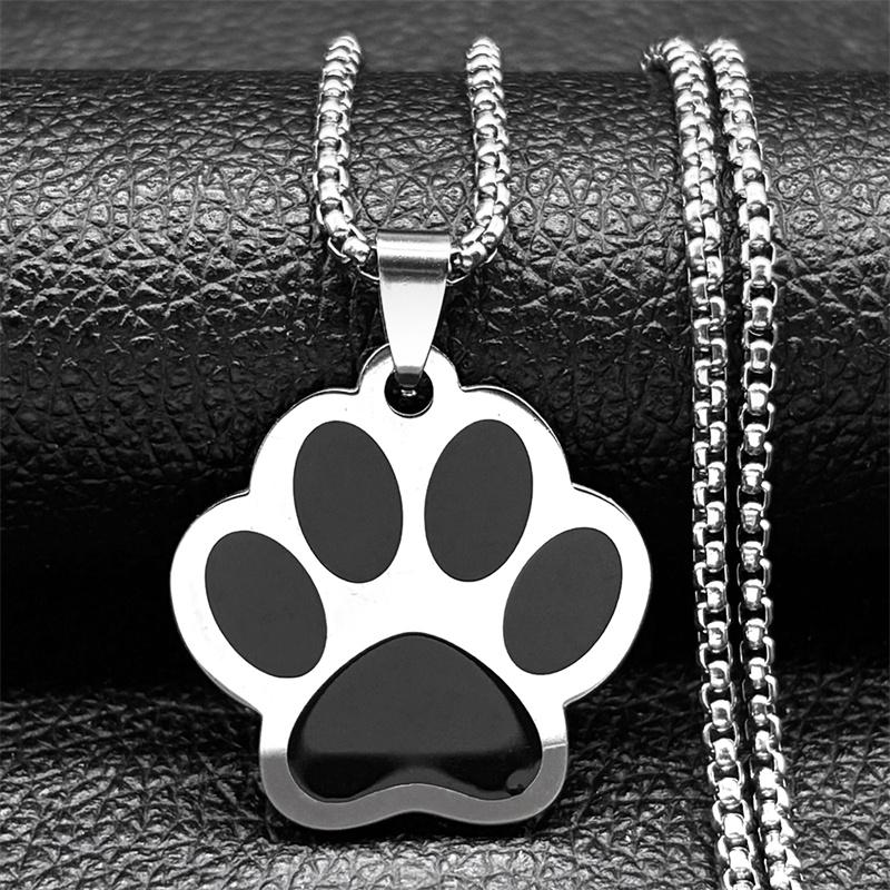 Punk Hundepfote Anhänger Halskette für Damen Herren Edelstahl Gold Silber Farbe Tier Welpen Pfote Kette Schmuck colar masculino