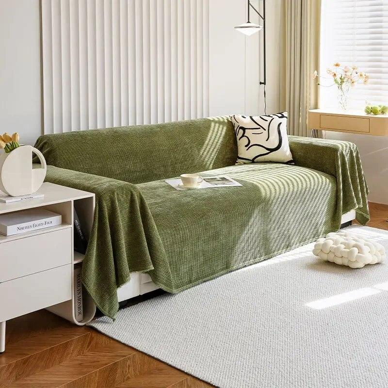 Weicher Chenille-Sofabezug in einfarbiger Farbe für Wohnzimmer, luxuriöser Stickerei-Sofabezug, modern, einfach, universell, rutschfest, Sofa-Handtuch