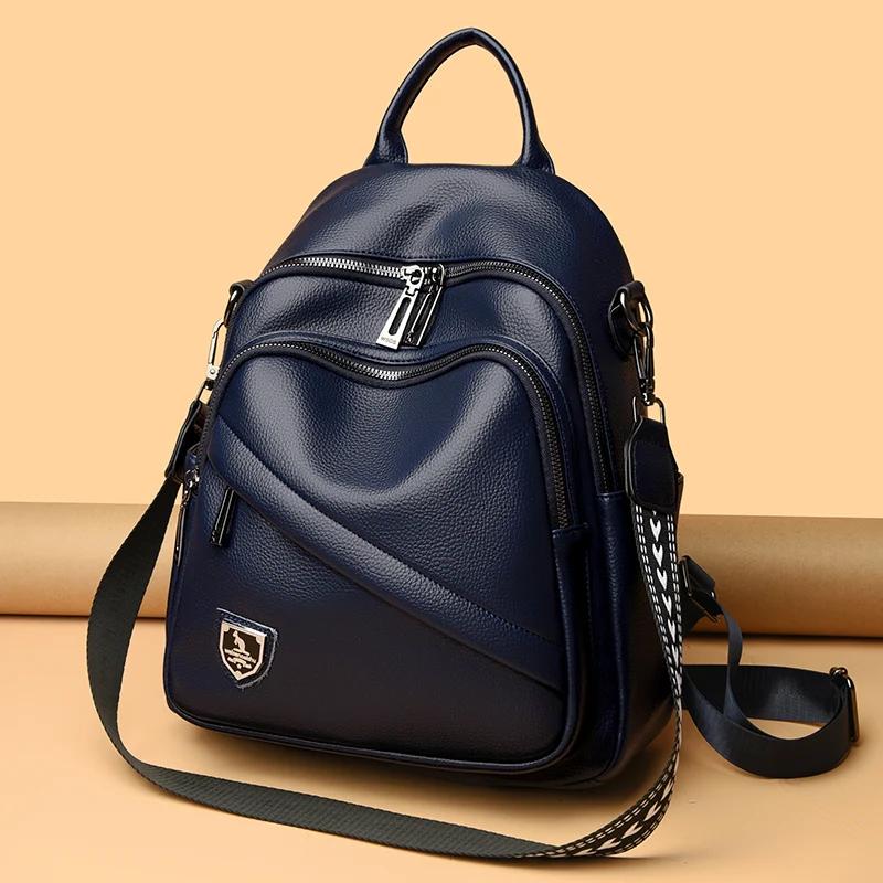 New Women High Quality Leather Backpacks Fashion Shoulder Bag Lady Large Capacity Travel Backpack School Bags for Girls Bagpack