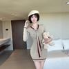 Autumn new temperament socialite Xiaoxiangfeng long-sleeved dress for women, waist and thin knitted hip-wrapped short skirt for women