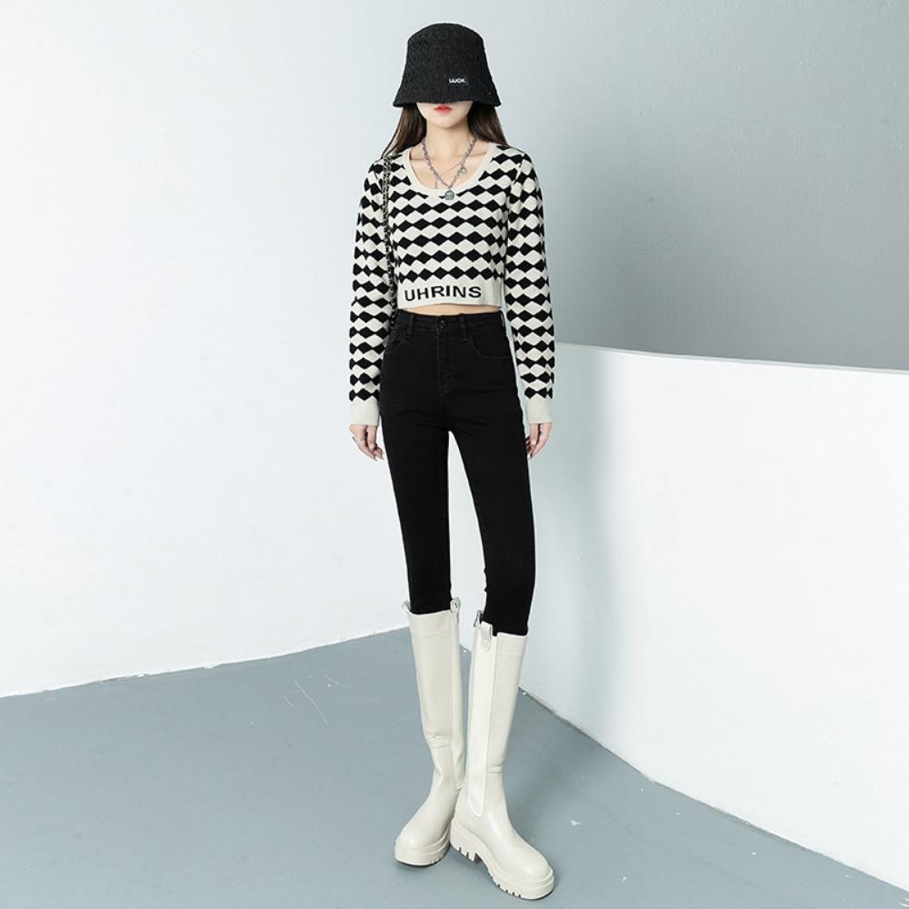 Commuter Internet celebrity jeans women's high waist leggings 2025 autumn and winter new thin elastic pencil pants