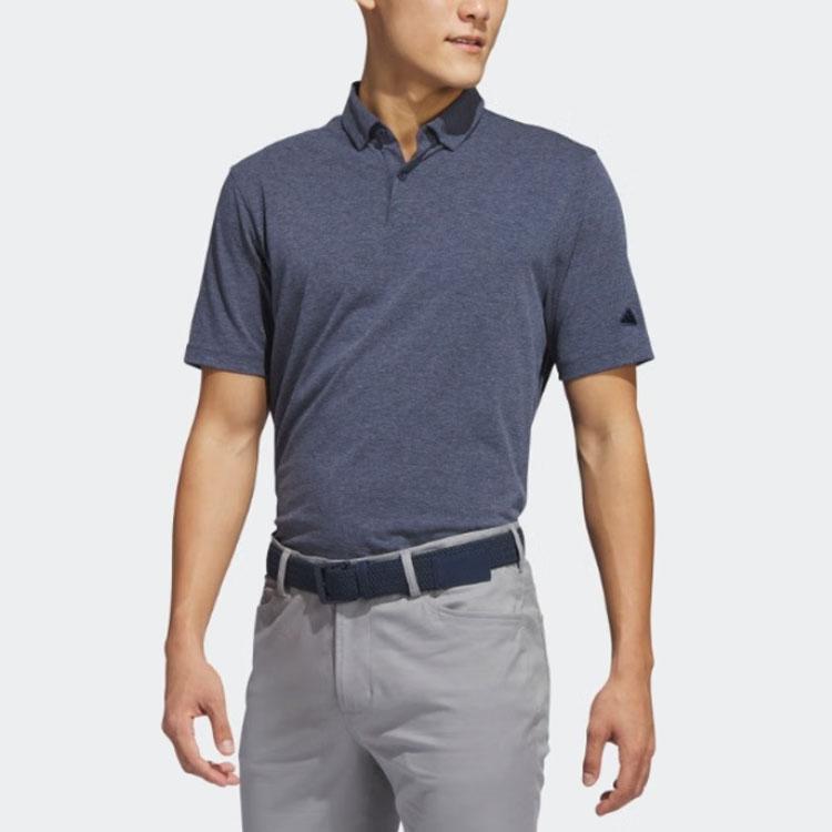 Adidas Solid Color Logo Half-Button Polo Shirt Men Tops Navy-Blue HR7977