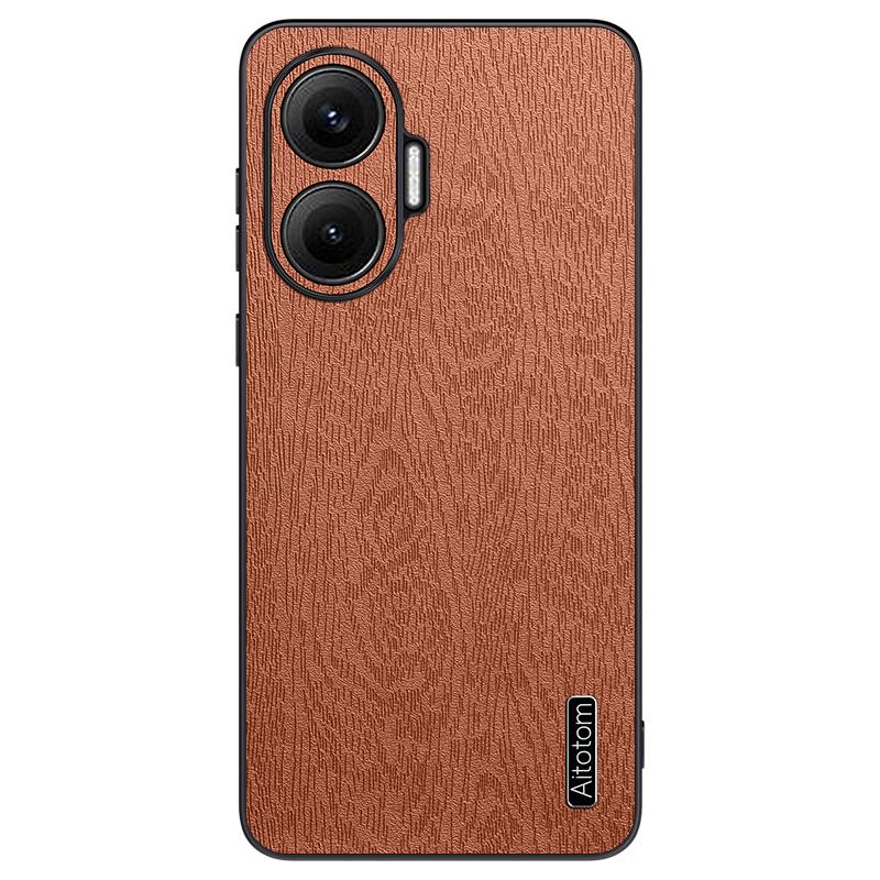 For Xiaomi Redmi Turbo 4 Pro 5G Case Wood Texture PU Leather Coated PC TPU Phone Cover