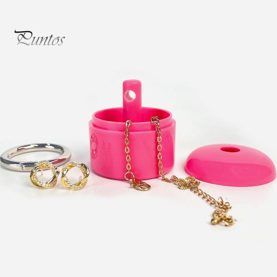 Engagement Ring Travel Case Holder Keychain with Secure Cylindrical Slot, Waterproof Portable Jewelry Pouch for Outdoor Case, Lightweight Storage Box