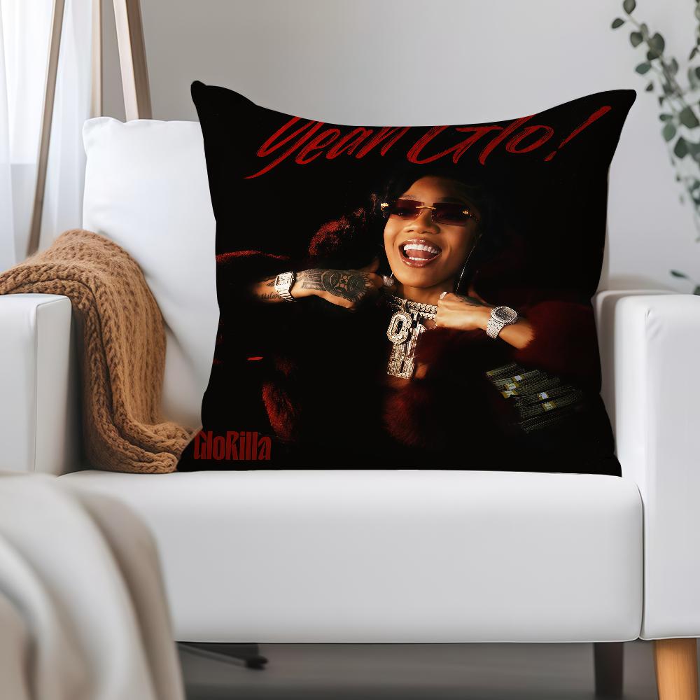 

Rapper G-Glorilla Pillow Case Applicable Space For Guest Rooms Interiors Cars Office House Decoration 12x12Inch