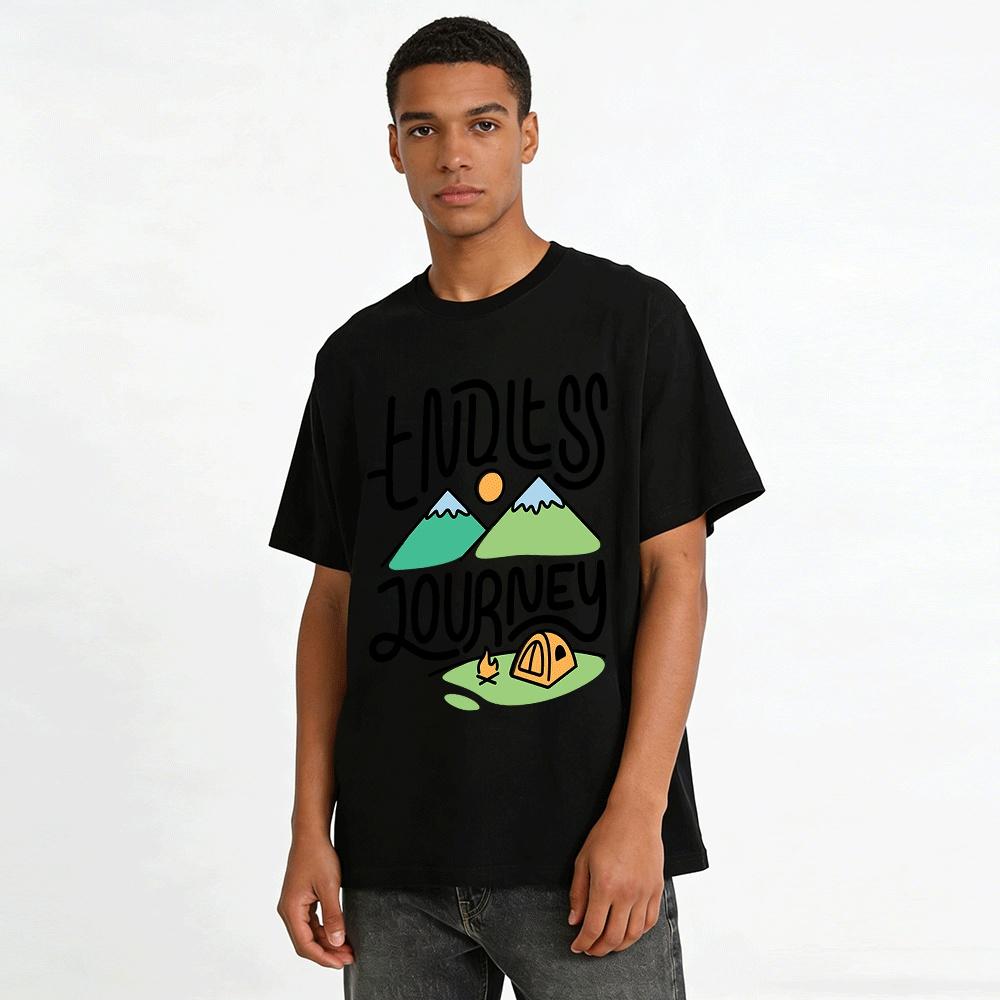 Endless Journey Camping Graphic Casual Outdoor Tee Pure cotton T-shirt
