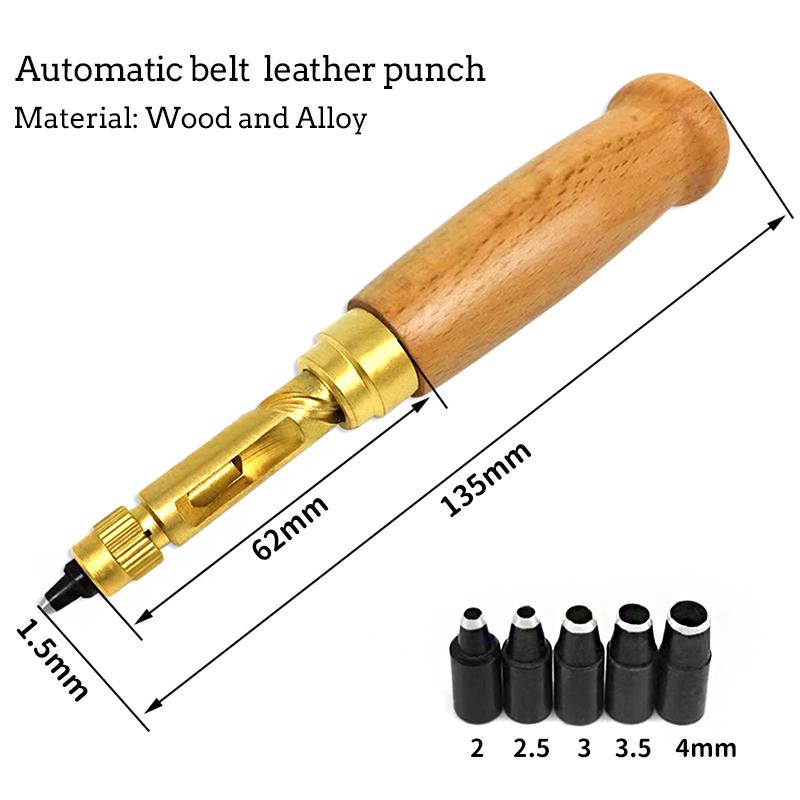 Hole Punch Screw Removable Book Drill Auto with 6 Size Tip 1.5-4mm Automatic Belts Screw Punch Leather Tools
