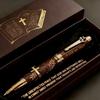 Bolígrafo Vintage con Caja de Regalo Punta de Acero de Secado Rápido Bolígrafo de Escritura En Dios Confiamos Bolígrafo Conmemorativo Regalo para Cristianos