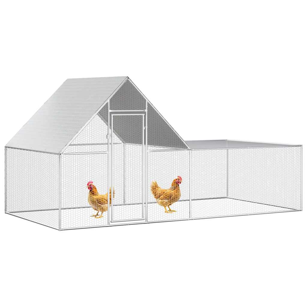 Vidaxl Voliera per Galline, 4 X 2 X 2 M, Acciaio Zincato