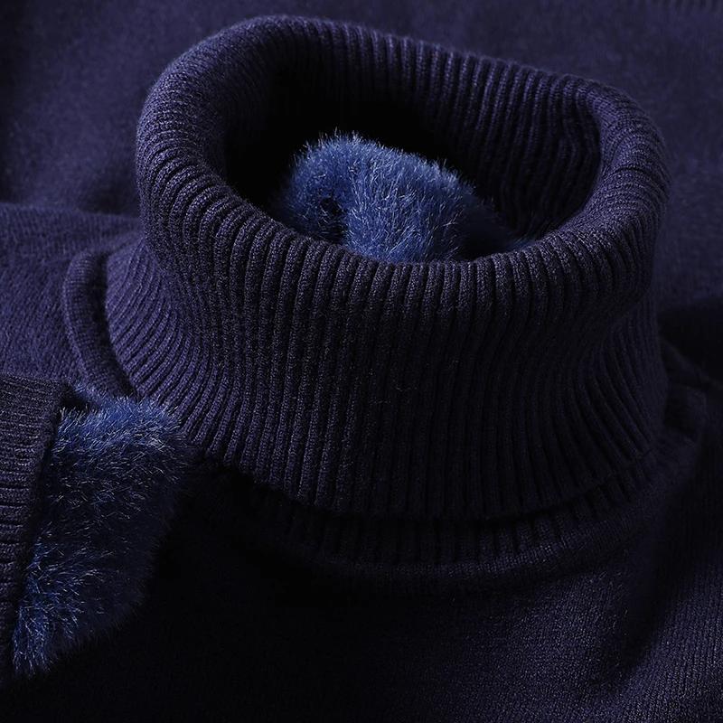 Autunno Inverno Abbigliamento Sportivo Uomo Maglione a Collo Alto Lavorato a Maglia Vestibilità Slim Manica Lunga Pullover Colore Unico Abbigliamento Uomo