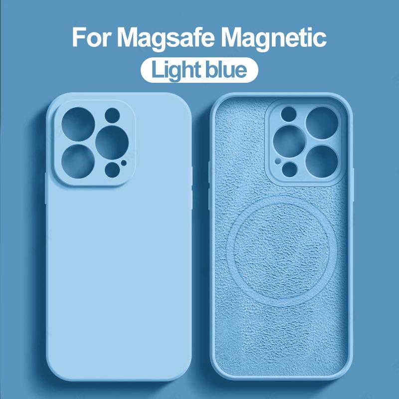 Pour étui magnétique Magsafe Pour 16 15 14 13 12 11 Pro Max 16 Plus Silicone Liquide Charge sans fil Housse Accessoires pour téléphone