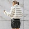VAYLA Faux Fur Women Coats Stand Collar Full Sleeve Short Coat Thick Warm Solid Temperament Elegant Splice Autumn Winter