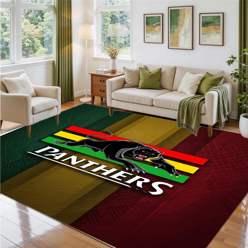 Penrith Panthers Design Crystal Velvet Rug Soft Decorative Mat for Bedroom Entrance
