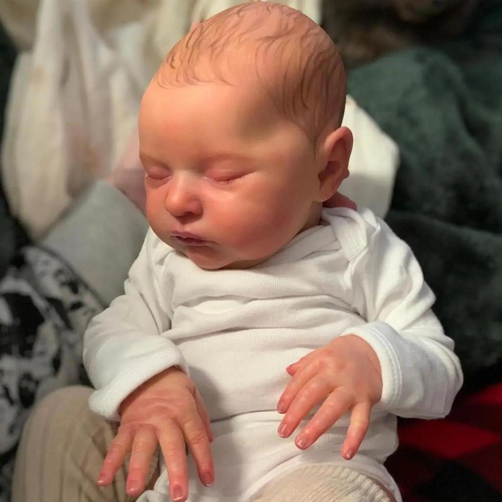 BZDOLL 50cm Vinyle Souple Endormi Poupée Bébé Reborn Peau Peinte 3D avec Veines Visibles Jouet 20 pouces Fille Nouveau-né Bébé Poupée d'Art Collection Cadeau de Noël