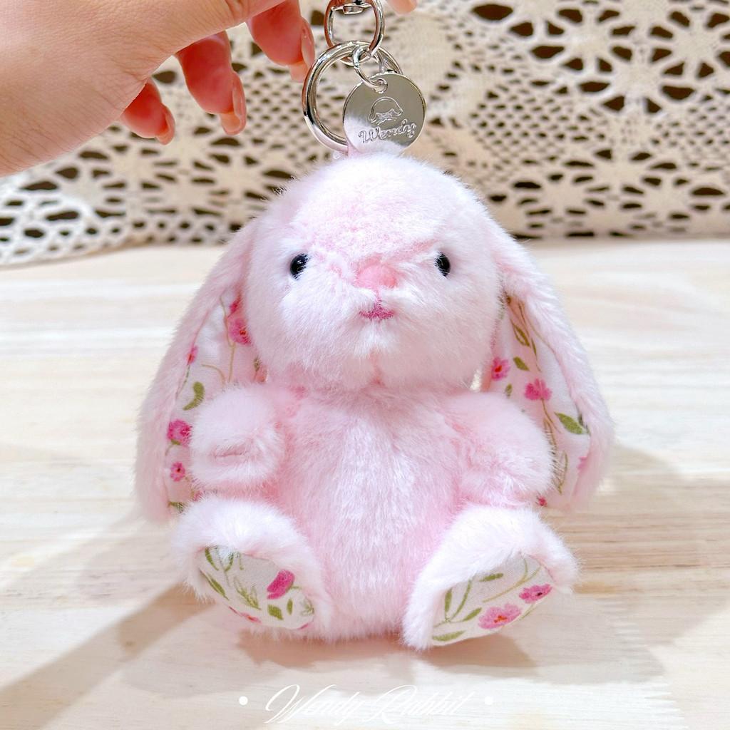 Keychain Rabbit Plush With Sitting Posture And Floral Design For Gift Bag