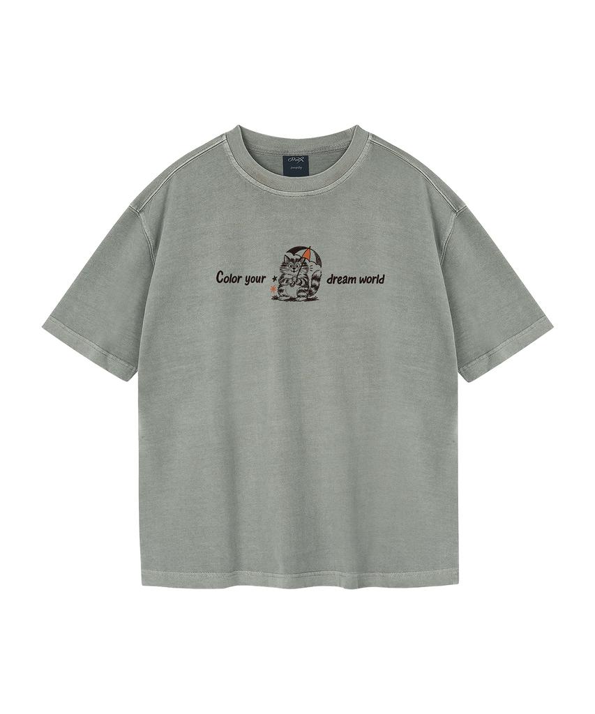 WILDROCK Hollysheesh Dream Coloring Cat Pigment Oversized Short Sleeve T-Shirt_6 Colors (Crop Included) (Type A)
