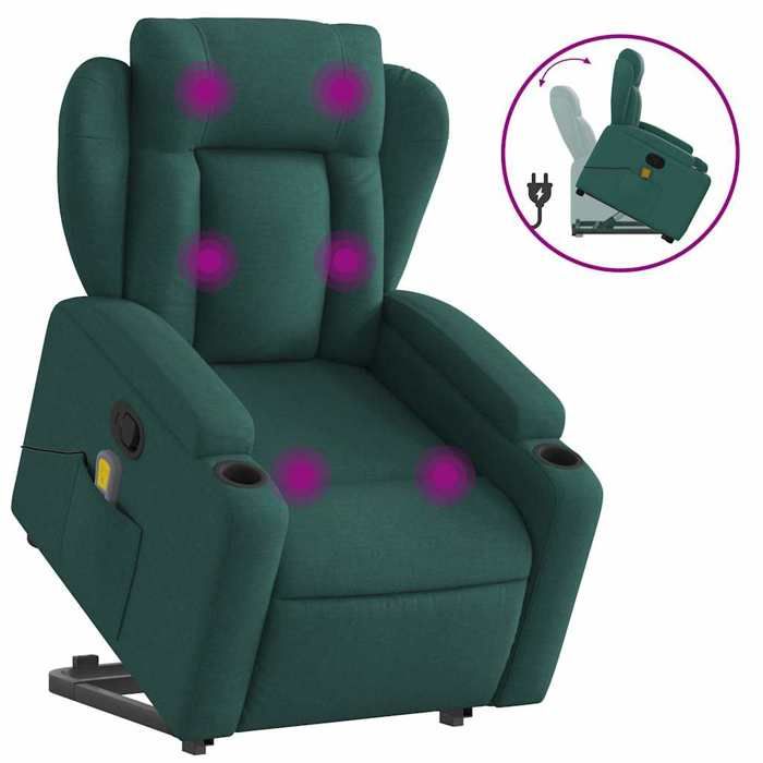 VidaXL Fauteuil inclinable de massage Vert foncé Tissu 3204500