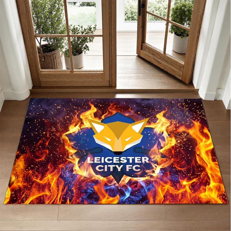 Leicester City Football Design Crystal Velvet Rug Soft Decorative Mat for Bedroom Entrance