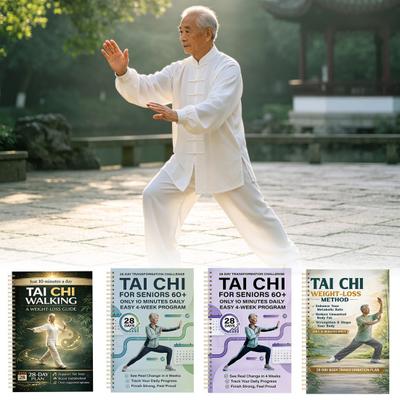 Tai Chi Dagelijkse Oefenplanner Senioren Beginners 28-Dagen Tai Chi Fitness Logboek Verbeter Balans Welzijn Kracht Tai Chi Gewichtsverlies Gids Boek