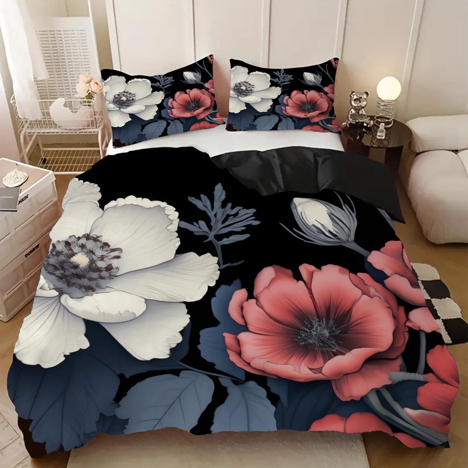 

Винтажный цветочный узор 3D-печать Пододеяльник Роскошный Элегантный Удобный Постельный комплект Мягкий Домашний текстиль Пододеяльник Наволочки 135x200cm 2pcs