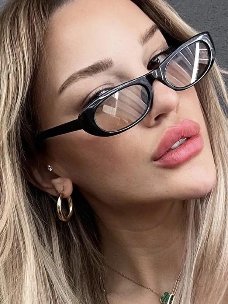 Vintage Cat Eye Oval Sunglasses Women Designer Fashion Trendy Small Frame UV400 Protection Sun Glasses