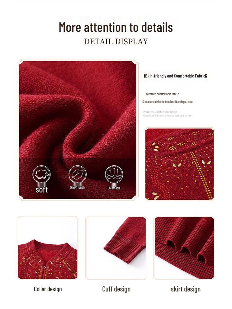 2025 Eleganter Roter Winterpullover für Mama