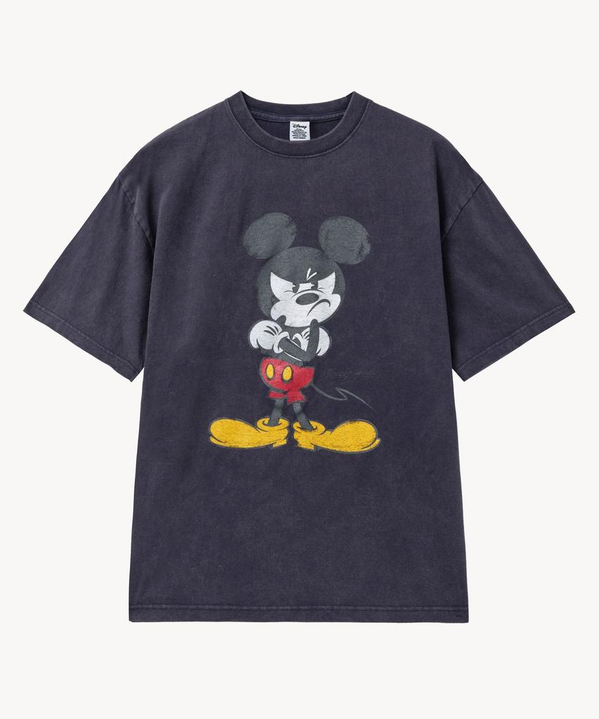 VTWO Fade Washed Hair Bangs _Mickey_ T-Shirt (Dark Navy)