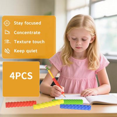 4 Stück Silikon Bleistiftgriffe Ergonomische Texturierte Hüllen für Kinder Erwachsene Angstabbau Reibungsloses Schreiben Stifthülle