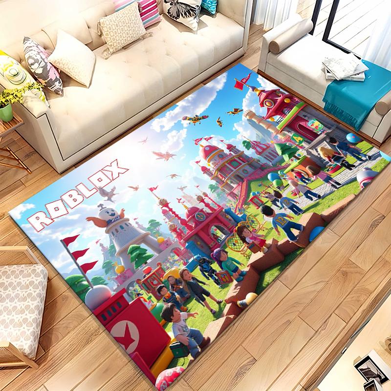 Game R-Robloxs Cartoon Living Room Non-Slip Area Rug Soft Carpet for Bedroom Kids Playroom Sofa,Home Decor Doormat Gift