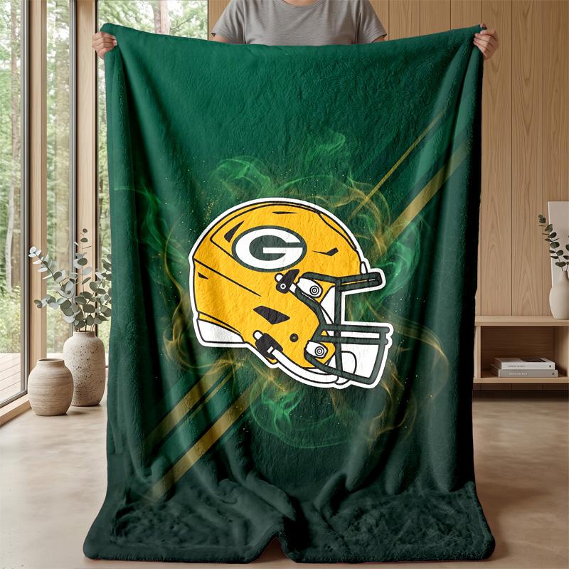Green Bay Packers Flannel Fleece Blanket Cozy Warm Throw Blanket For Couch Bed Travel All Season Use