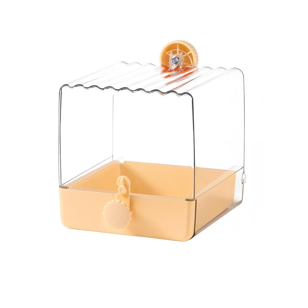 

Transparent Parrot Bath Bottom Drawer Splash Proof Birdbath Feeder Multi-functional Food Holder Box Parakeet Shower Bird Cage