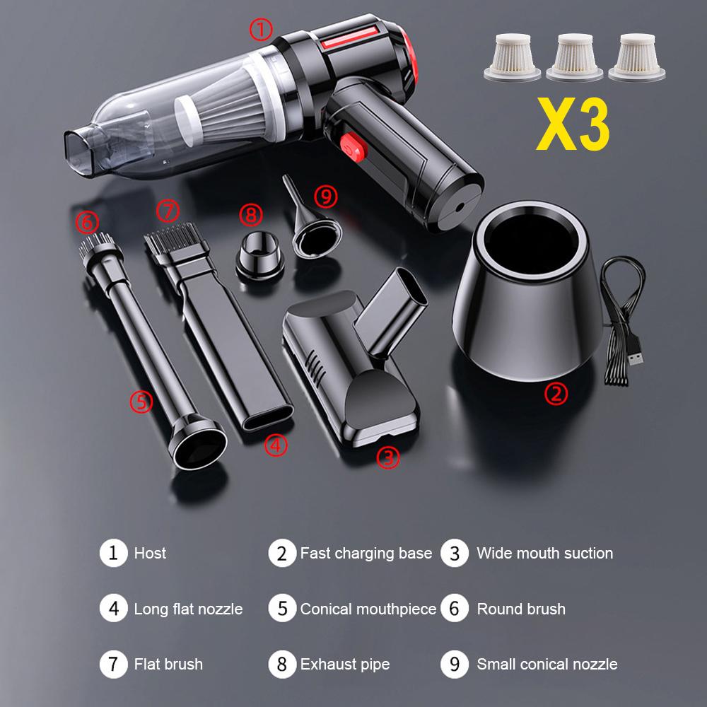 80000pa Wireless Convenient Car Vacuum Cleaner 3 In 1 Handheld Vacuum Pump Home Office With Vacuum Cleaner 120w Mini