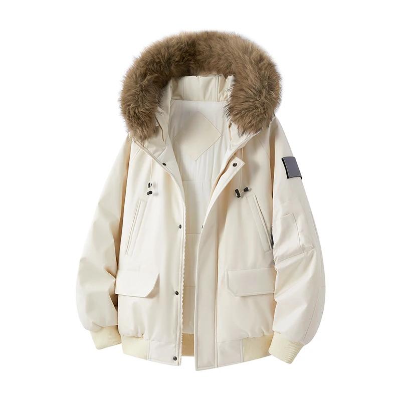 Herbst Winter Herren Kapuzenparka Herren Freizeit Kunstpelzkragen Mäntel Mann High Street Baumwolle Wattierte Jacke Unisex Outdoor Jacken