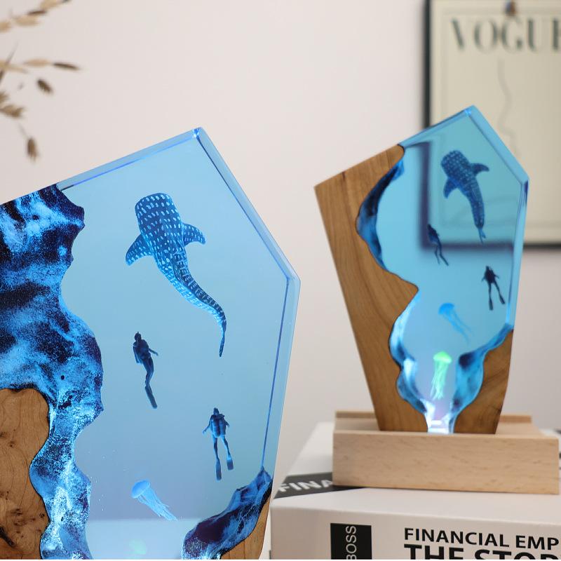 NEW Dolphin Diver Resin Lamp Marine Art Home Decoration Craft High-end Atmosphere Decorative Piece Special Gift