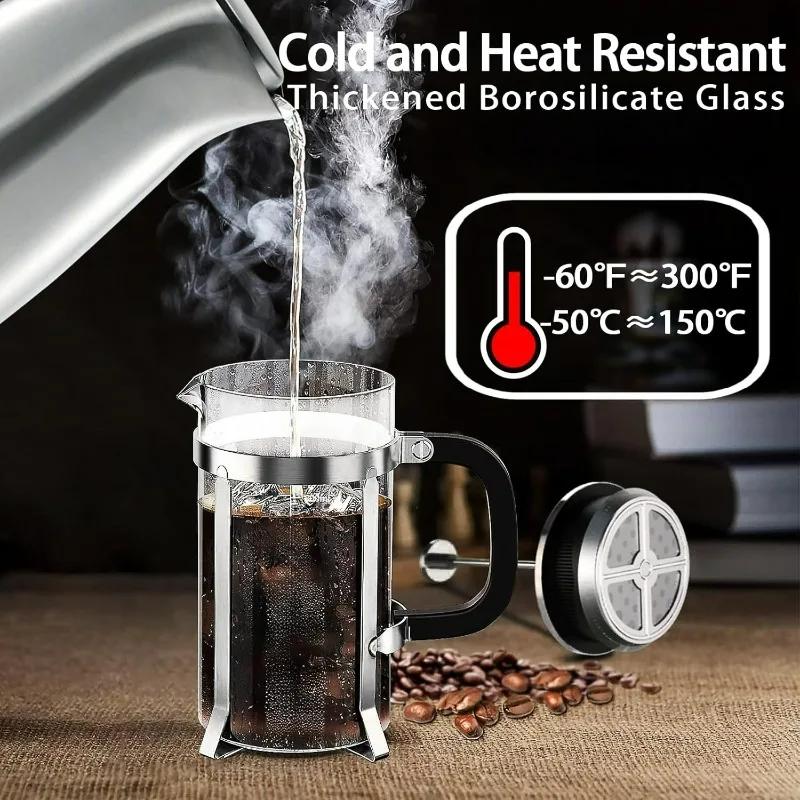 Stainless Steel French Press Coffee Maker,Insulated Coffee Presswith 4 Filters System,Manual Brewer for Tea,Camping & Travel