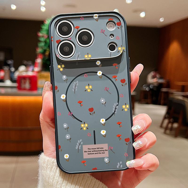 Colorful Embossed Flowers Case For iPhone 17 Pro Max Funda iPhone 16 15 14 13 Pro Max Magnetic For Magsafe Hybrid Slim Matte Cover