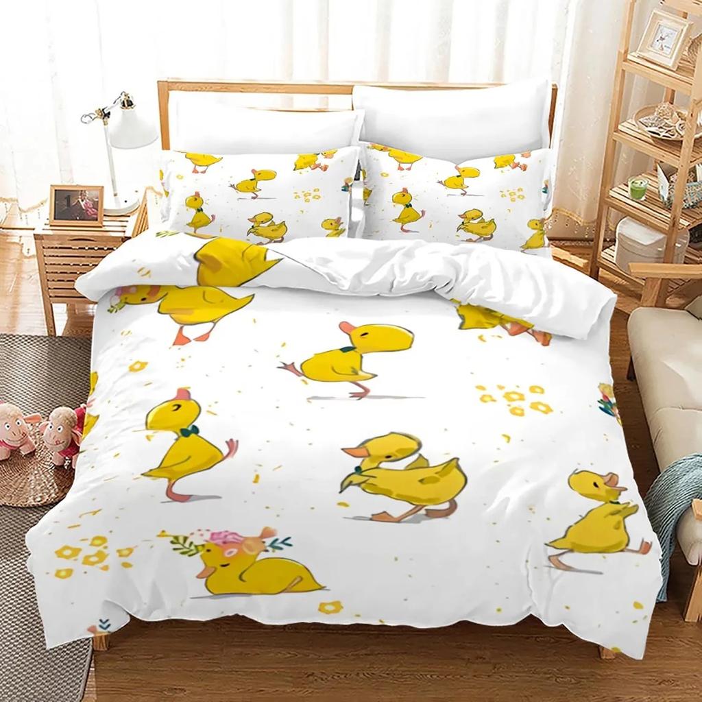 3D Print Yellow Duck Bedding Set Twin Queen King Size Duvet Cover Pillowcase for Boys Girls Adult Home Textile