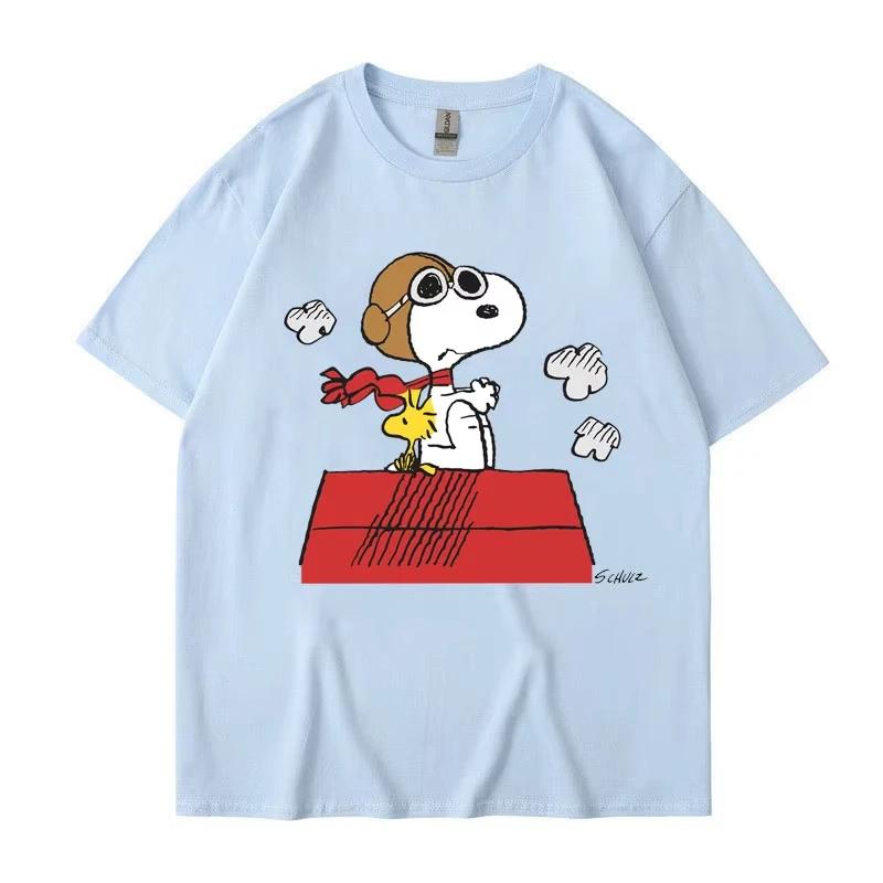Snoopy Black Women T-shirt Summer 2025 New Short Sleeve 100% Cotton Men Women Tee Shirt Tops Cartoon Anime Couple Clothing Tops