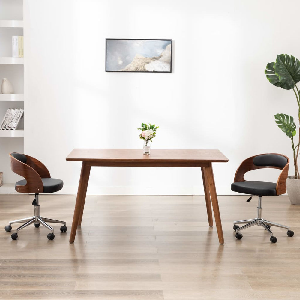 Chaise pivotante de bureau  Bois courbé et similicuir