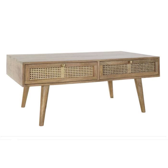 Table basse - 115 x 60 x 46 cm - Bois de manguier - Couleur naturelle - Rectangulaire