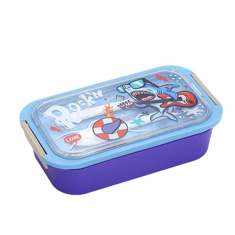 Cartoon Student Lunch Bento Box - Large Capacity, Microwaveable with Divider and Buckle