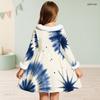 Little Girls Furry Collar Long Sleeve Printed A Line Flared Dress