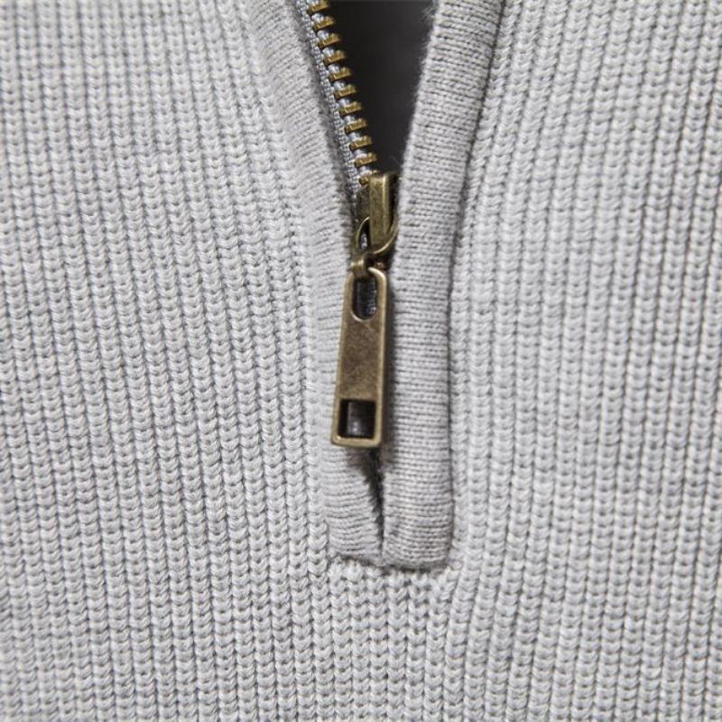 Men’s Euro Fit Half Zip Stand Collar Knit Sweater