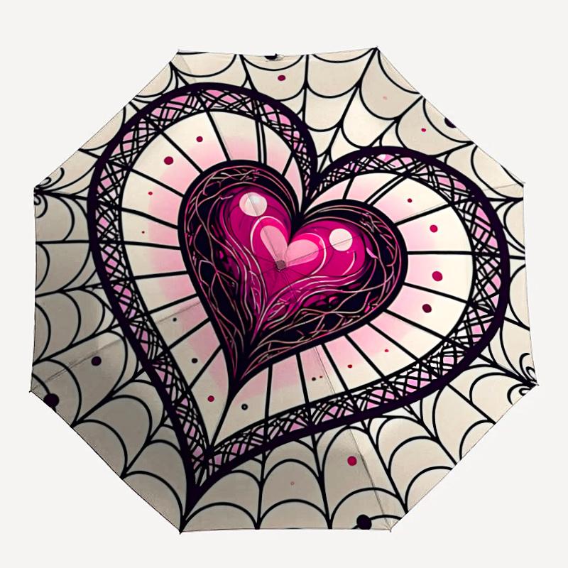 

1pc Heart Mandala Automatic Open/close Umbrella, 8-Rib sturdy structure, Portable Travel Umbrella, Parties, Everyday Usel014