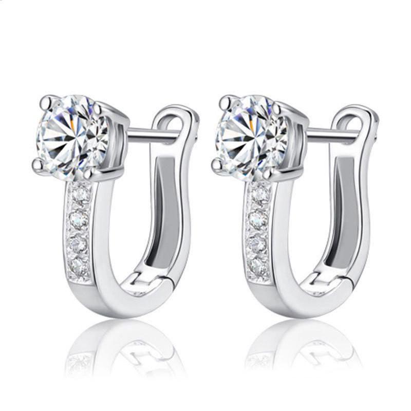 925 Sterling Silver Zircon Buckle Earrings For Women Fashion Exquisite Student Girlfriend Jewelry Accessories Party GiftGood product