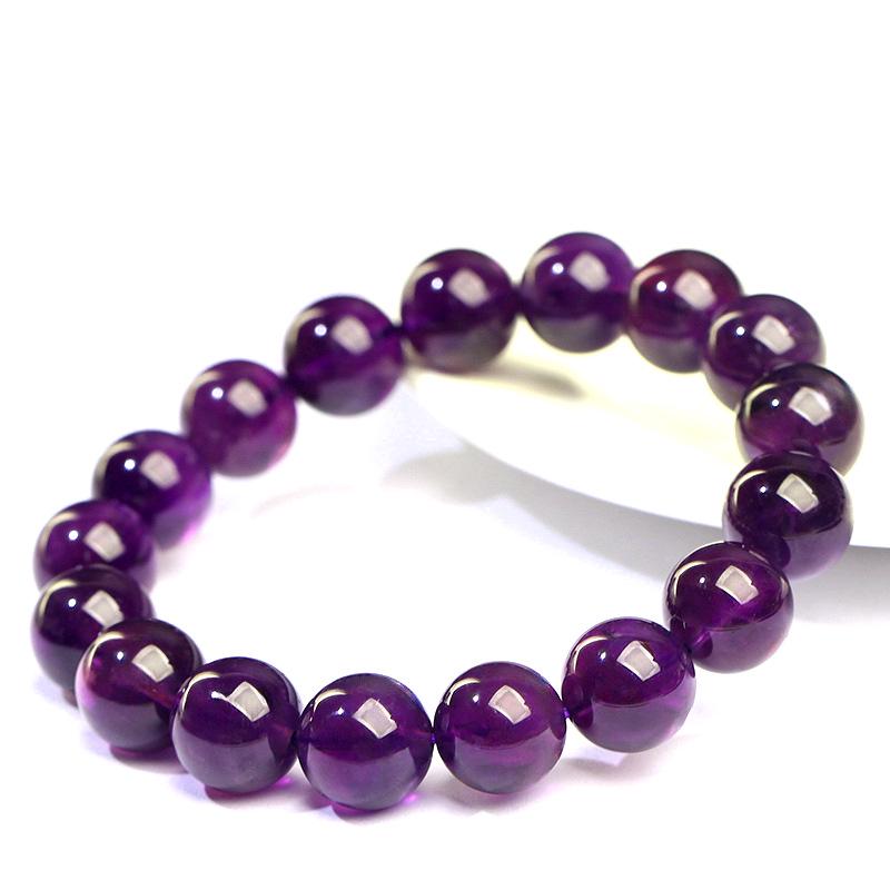 Hongchu Deep Purple Uruguayan Amethyst Crystal Bead Bracelet, Semi-finished Loose Beads